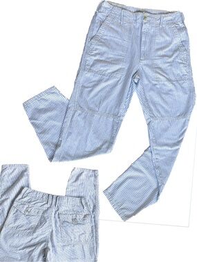 American Eagle Trousers Blue & White Pinstripe Coastal Nautical Pants Size 0 EUC